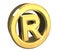 Right reserved symbol in gold - 3d