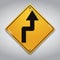 right reverse curve road sign. Vector illustration decorative design