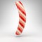 Right round bracket symbol on white background. Candy cane 3D sign with red and white lines