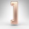 Right square bracket symbol on white background. Matte copper 3D sign with shiny metallic texture.