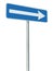 Right traffic route only direction sign turn pointer, blue isolated roadside signage perspective, white arrow icon and frame