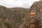 Right way symbol painted on rock , walking route in Arouca , Portugal