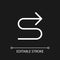 Right winding road arrow pixel perfect white linear ui icon for dark theme