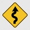Right winding road Sign on transparent background