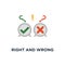 right and wrong answer icon. good and bad experience, undergo survey, ok and error button concept symbol design, customer feedback