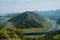 Rijeka CrnojeviÄ‡a, part of the Skadar Lake in Montenegro. Tourist cruises by boat on the beautiful meanders of the river flowing