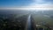 Rijkevorsel, Belgium, 14th of april, 2022, Little village of Sint Jozef, on the canal Dessel Schoten aerial photo in