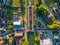 Rijkevorsel, Belgium, 9th of June, 2022, Little village of Sint Jozef, on the canal Dessel Schoten aerial photo during