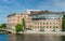 Riksdagshuset, the Swedish Parliament House, located on the island of Helgeandsholmen, Gamla Stan, Stockholm, Sweden