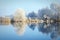 Rime frost landscape at Havel river Brandenburg - Germany