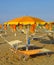 Rimini - Orange umbrellas and sunbeds