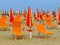 Rimini - White-orange umbrellas and sunbeds