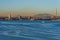 Rinconcillo beach in Algeciras, with a cloud of pollution floating over the industrial zone of Los Barrios, CÃ¡diz