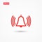 Ring bell alarm red icon vector 2