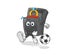 Ring box kicking the ball cartoon. cartoon mascot vector