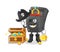 Ring box pirate with treasure mascot. cartoon vector