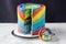 ring cake made using a stack of colorful and playful marble or pastel cake layers