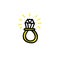 Ring with a diamond doodle icon, vector illustration