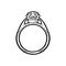 Ring with diamond. Vintage black vector engraving illustration