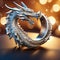 Ring with dragon. 3d illustration. Close up. Symbol of new year 2024