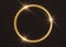 Ring with gold dust. Round shiny frame with light bursts. Magical glowing  banner.