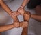 Ring hands sign of teamwork stacked together