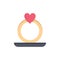 Ring, Heart, Proposal  Flat Color Icon. Vector icon banner Template