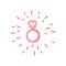Ring love icon with sunburst element design isolated on white background