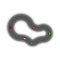 Ring race track with multicolored cartoon racing cars top view