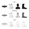 Ring, rope, referee, sneakers Boxing set collection icons in black,monochrome,outline style vector symbol stock