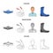 Ring, rope, referee, sneakers Boxing set collection icons in cartoon,outline,monochrome style vector symbol stock