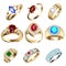Ring set with precious stones on white