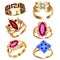 Ring set with precious stones on white