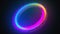 Ring shape from rainbow lines and colored luminous particles. 3d render computer generated magic background