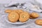 Ring shaped spritz biscuits, a type of German butter cookies