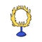 Ring on a stand, fire ring for performing circus tricks, vector cartoon