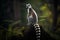 Ring tailed lemur sitting on a tree trunk. Amazing Wildlife. Generative Ai