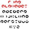 Ring vector alphabet font. Parts of a circle, ring, torus. Geometric English letters