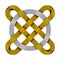 Ringed cross made of intertwined wires. Celtic knot with circle symbol. 3d illustration