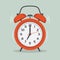 Ringing alarm clock flat illustration.