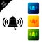 Ringing bell icon isolated. Alarm symbol, service bell, handbell sign, notification symbol. Set icons colorful square