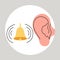 Ringing in the ear. Otitis, tinnitus symptom. Bacteria in the middle ear. Flat vector medical illustration