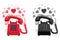 Ringing stationary phone with button keypad and with hearts