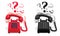 Ringing stationary phone with button keypad and with question marks