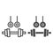 Rings and dumbbells line and solid icon. Sport and gym theme sports equipment symbol illustration isolated on white
