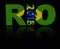 Rio 2016 text with Brazilian flag illustration