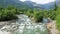 Rio Ara river in the Torla in Valle de Ordesa valley Pyrenees Huesca Aragon at Spain
