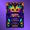 Rio Carnival Flyer with colorful mask, feather and other elements