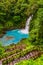 Rio Celeste Waterfall and pond in Tenorio Volcano National Park, Alajuela Province, Costa Rica