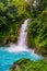 Rio Celeste Waterfall and pond in Tenorio Volcano National Park, Alajuela Province, Costa Rica